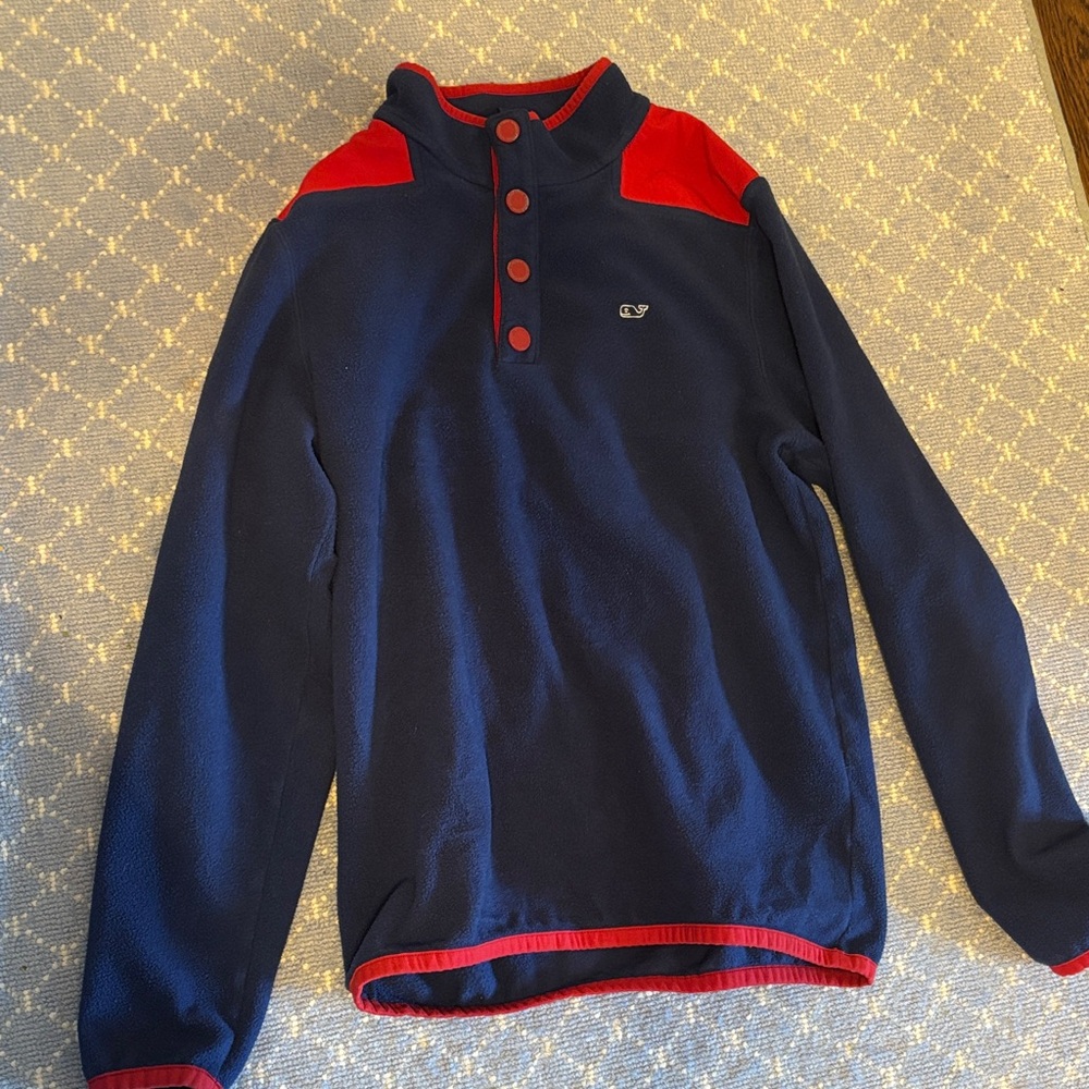 Vineyard Vines Navy and Red Fleece Pullover Sz 16 (L)